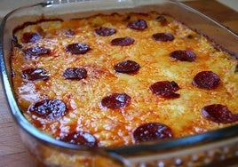 Pastel de patata y chorizo.