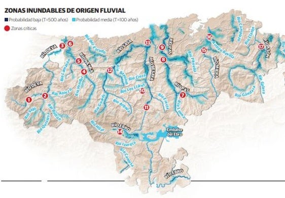 Los ejes del Pas y del Saja, las áreas con mayor riesgo ante las riadas