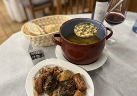 Cocido montañés con su compango.