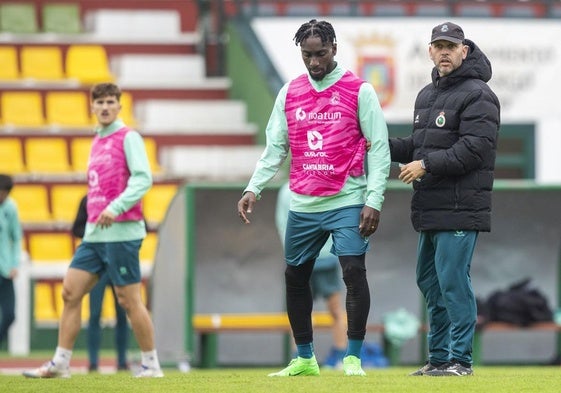 José Alberto, junto a Lago Junior en el entrenamiento del martes en La Maruca.