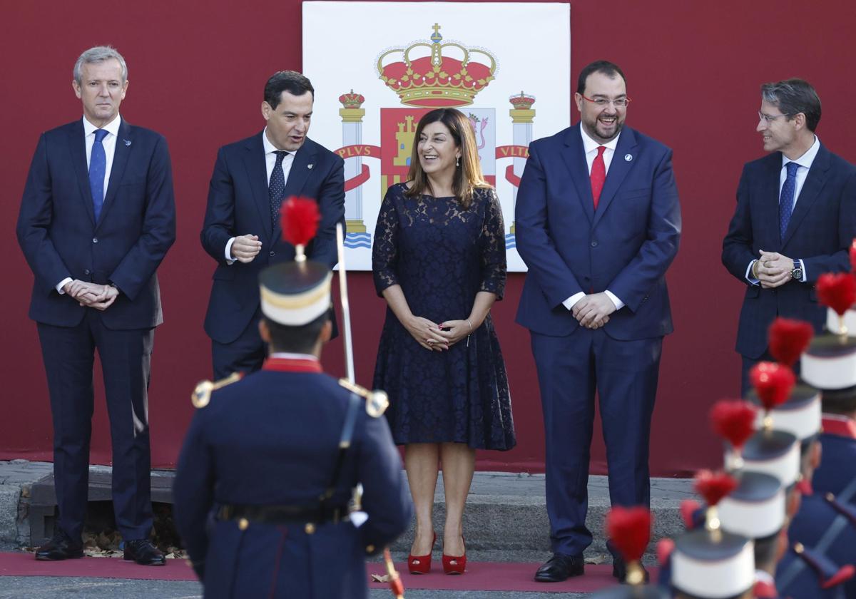 Alfonso Rueda (Galicia), Juanma Moreno (Andalucía), María José Sáenz de Buruaga (Cantabria), Adrián Barbón (Asturias), Gonzalo Capellán (La Rioja).