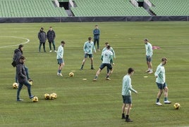 Los jugadores del Racing, ayer, en El Sardinero.