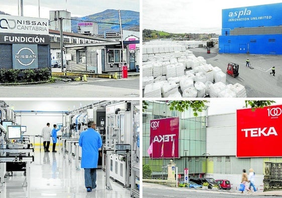 Algunas de las industrias cántabras que paralizan sus procesos productivos estos días.