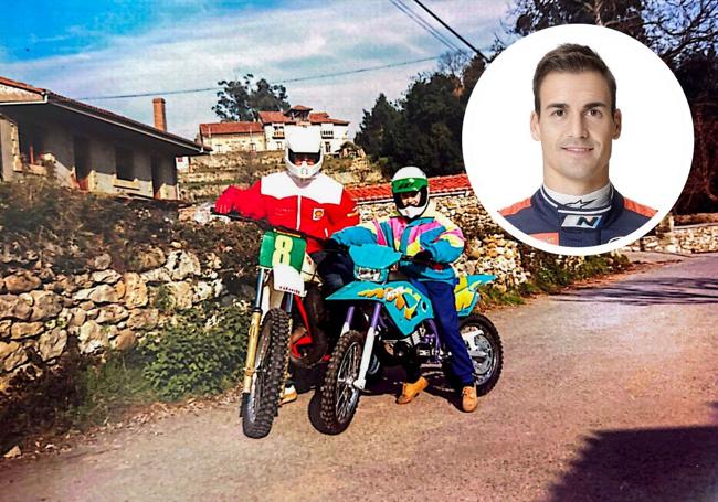 Dani Sordo junto a su padre con su regalo más especial: la moto.