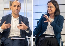 Mario Mañana y Conchi López, durante el debate en El Diario Montañés.