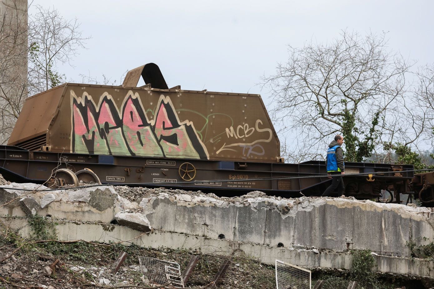 Uno de los vagones del tren siniestrado