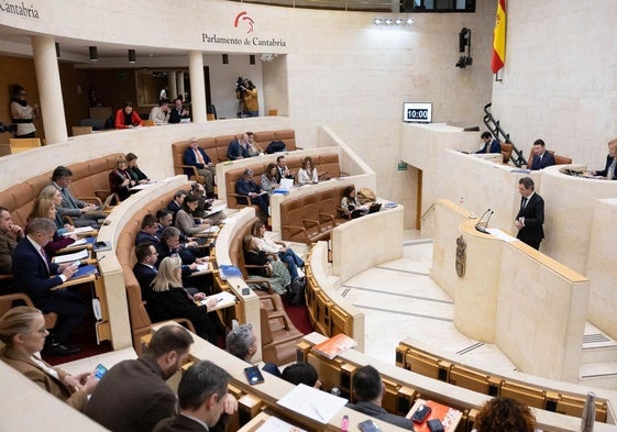 El diputado Armando Blanco (Vox), interviene en la tribuna del Parlamento para defender su iniciativa sobre la natalidad.