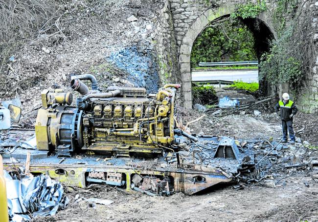 El motor de una de las locomotoras que se intentará reutilizar.