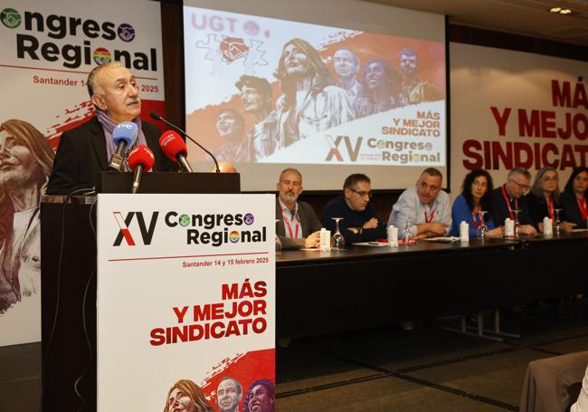 Pepe Álvarez, líder nacional de UGT, durante su intervención este sábado