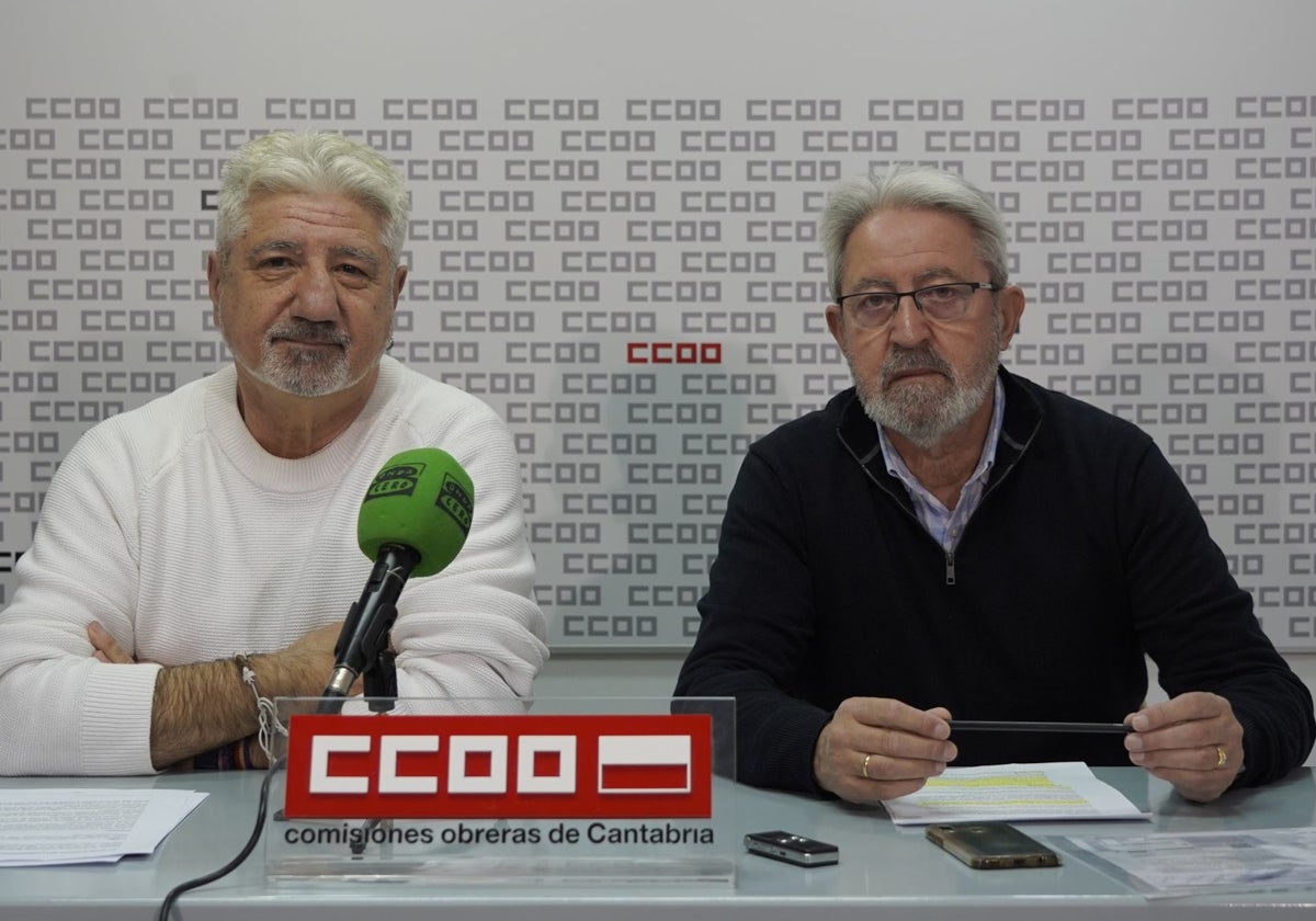 Secretarios generales de las federaciones de jubilados y pensionistas de UGT y CC OO en Cantabria, Juan Carlos Saavedra y José Antonio Sánchez.