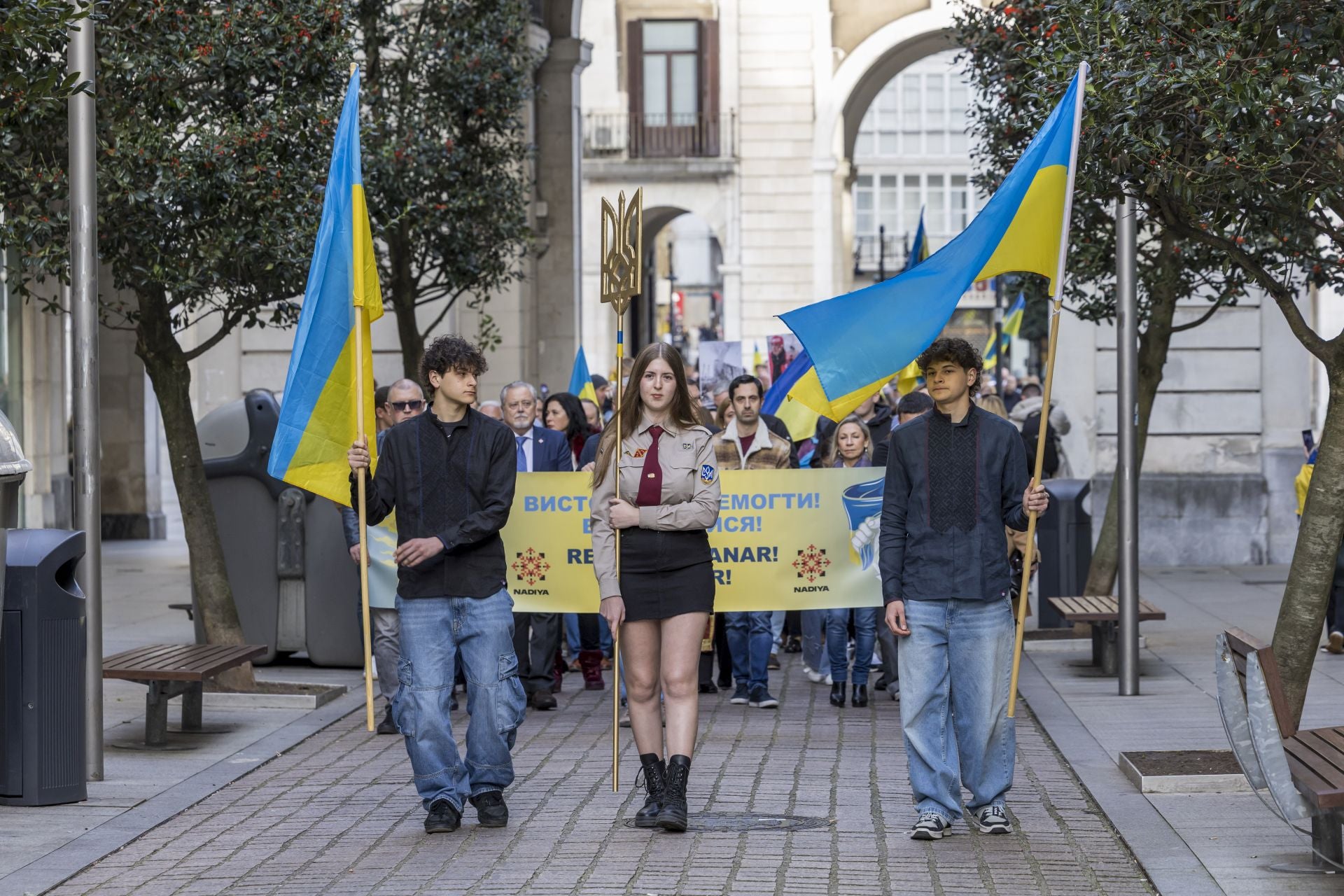 Manifestación de condena de los tres años de la guerra