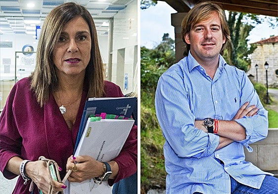 Paula Fernández en su etapa como consejera de Presidencia y Pablo Diestro, en Reocín, municipio del que es alcalde.