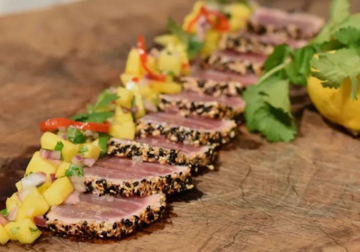 Tataki de atún y ceviche de mango