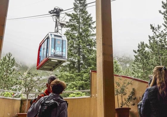La cabina del teleférico de Fuente Dé, en la estación inferior.