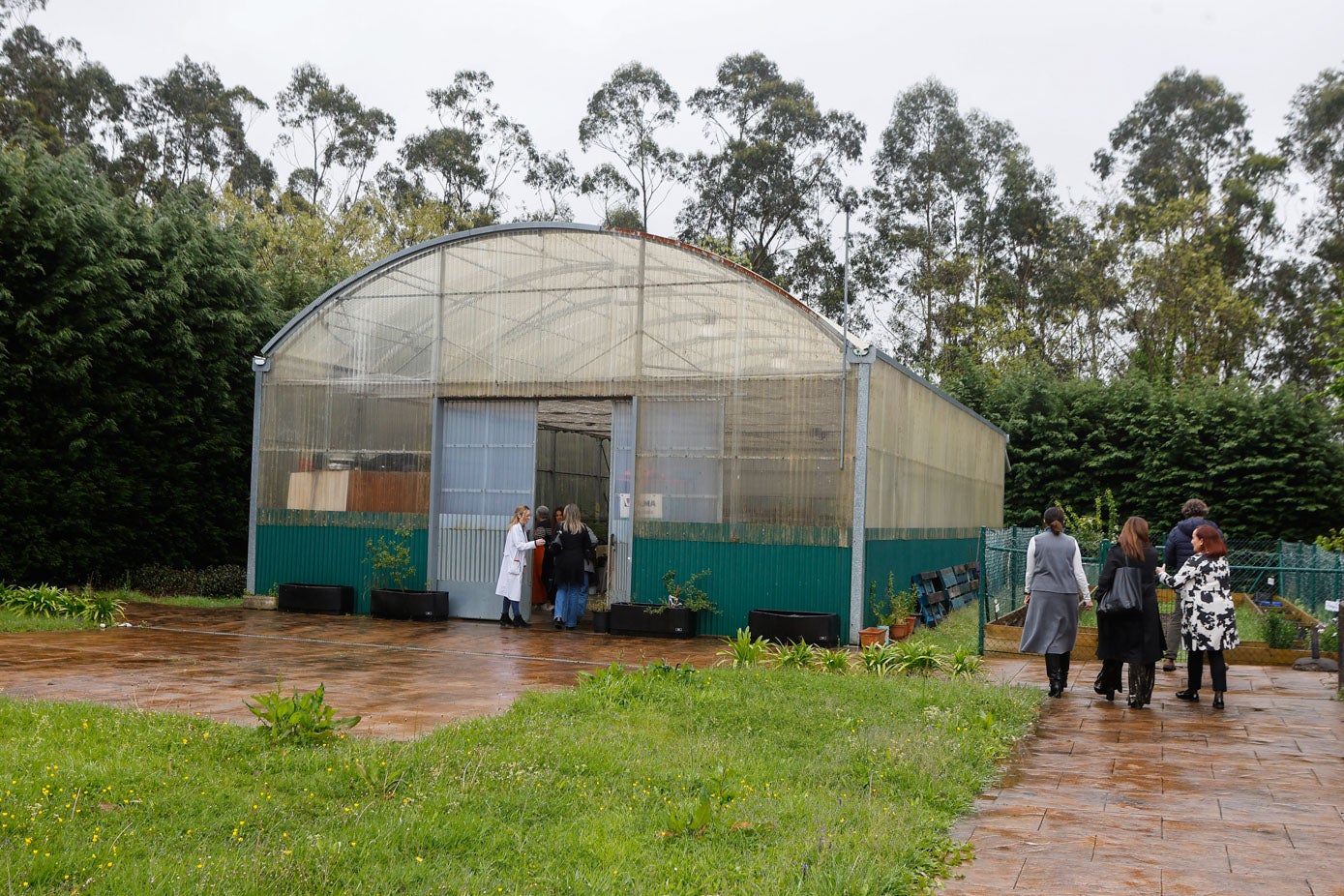 Un gran invernadero, en la zona verde de las instalaciones, permite a los usuarios cultivar todo tipo de productos.