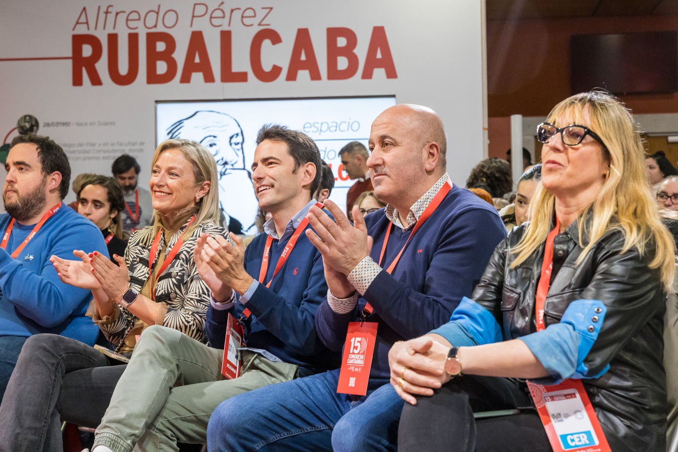 Susana Herrán, Pedro Casares, Agustín Molleda y Eugenia Gómez de Diego, durante el último Congreso Regional del PSOE, celebrado en marzo.