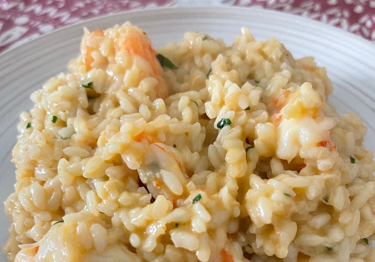 Arroz cremoso de merluza y langostinos