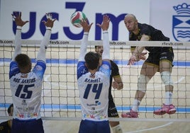Luis Martín, al remate en la fase final que el fin de semana jugó el Textil en Leganés.