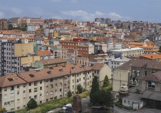 Imagen aérea de Santander desde la calle Alta.