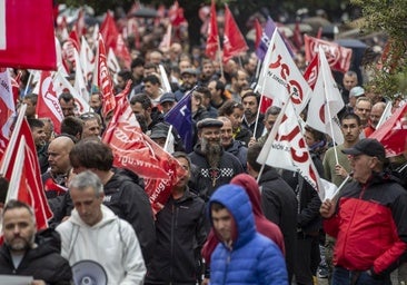 Manifestación de trabajadores del metal el pasado 21 de abril, protestando para que se mejore su convenio colectivo.
