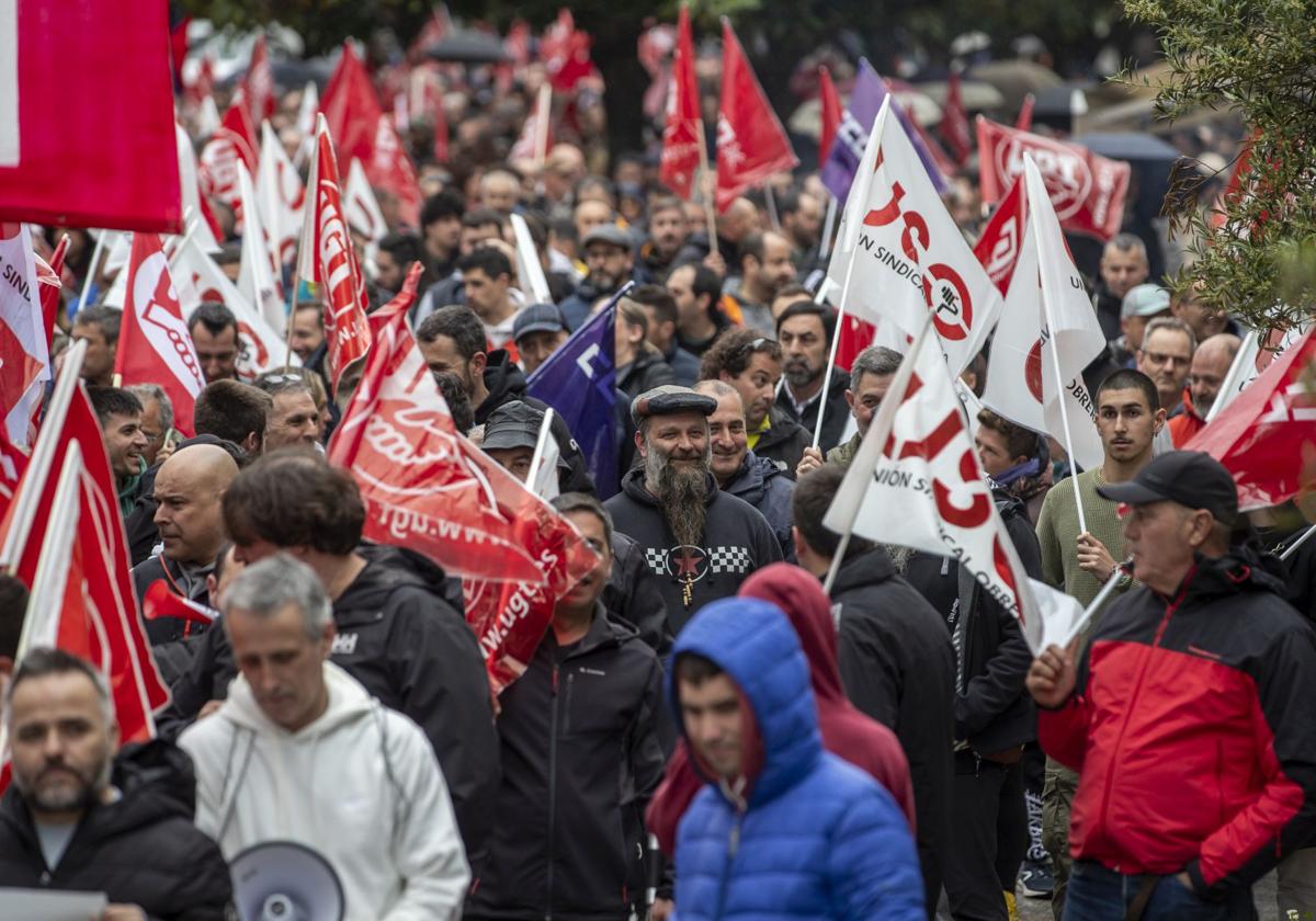 Manifestación de trabajadores del metal el pasado 21 de abril, protestando para que se mejore su convenio colectivo.