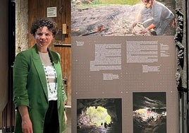 Ana B. Marín-Arroyo junto a su propuesta 'Out of the Cave'.