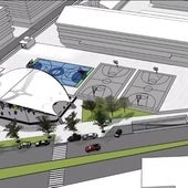 Recreación de la zona en la que se construiría el aparcamiento subterráneo debajo del colegio y de la calle Sor María del Carmen.