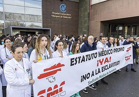 Protesta de los médicos, el pasado mes de febrero.