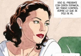 Una de las viñetas que configuran este singular retrato de la estrella cinematográfica.