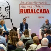 Pilar Goya, Pedro Casares y Ramón Ruiz durante la presentación de la escuela.