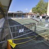 Obras en el patio del colegio Menéndez Pelayo de Santander.