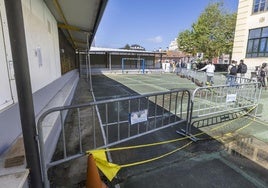 Obras en el patio del colegio Menéndez Pelayo de Santander.