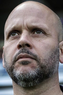 José Alberto, durante el partido que el Racing disputó en El Alcoraz ante el Huesca esta temporada.