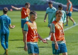 Mantilla y Javi Castro, durante una sesión de entrenamiento.