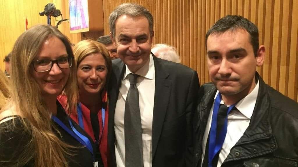 La también exjefa de comunicación del PSOE cántabro, con José Luis Rodríguez Zapatero