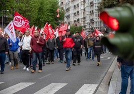 Manifestación de trabajadores del metal, el pasado mes en Santander.