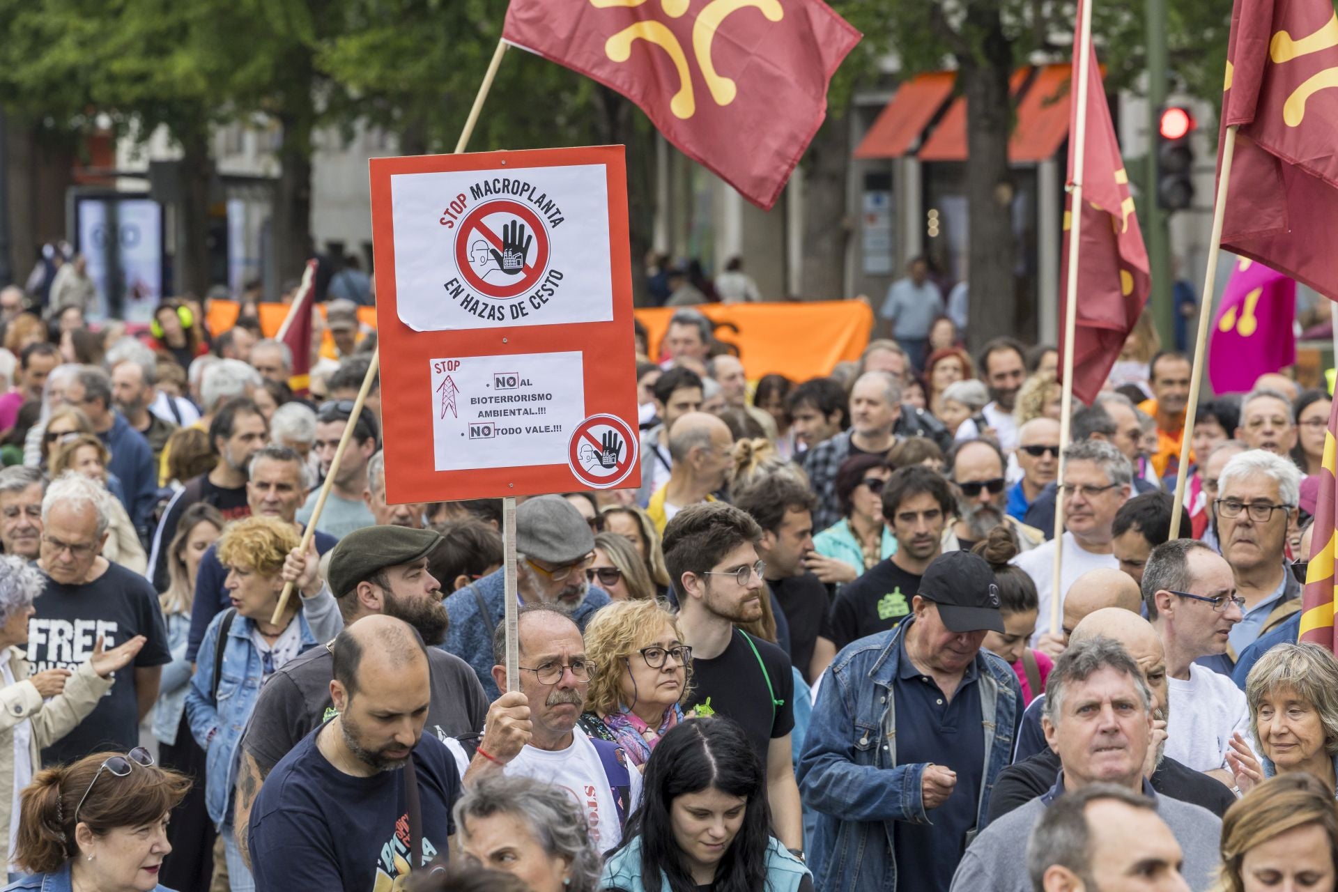 Pancartas con mensaje, uno de los denominadores comunes de la protesta.