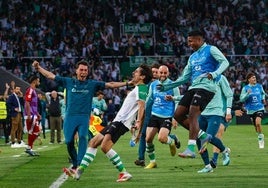 Sangalli celebra el segundo gol del Racing.