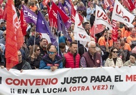 Trabajadores del metal en la manifestación de Santander del Día del Trabajador el pasa 1 de Mayo.