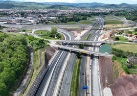 Avance de los trabajos realizados en el nudo de Torrelavega desde la zona de Zurita.