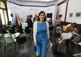 La alcaldesa, Gema Igual, este viernes tras hacer balance del ecuador de la legislatura.