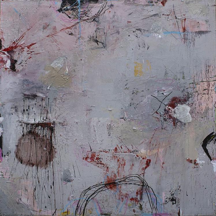 'Mundos encontrados', 2023, de Oyonarte. Mixta, lienzo.