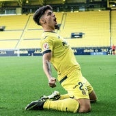 Víctor Moreno celebra el tanto que dejó al Racing sin playoff en la última jornada de la campaña 2023-2024.
