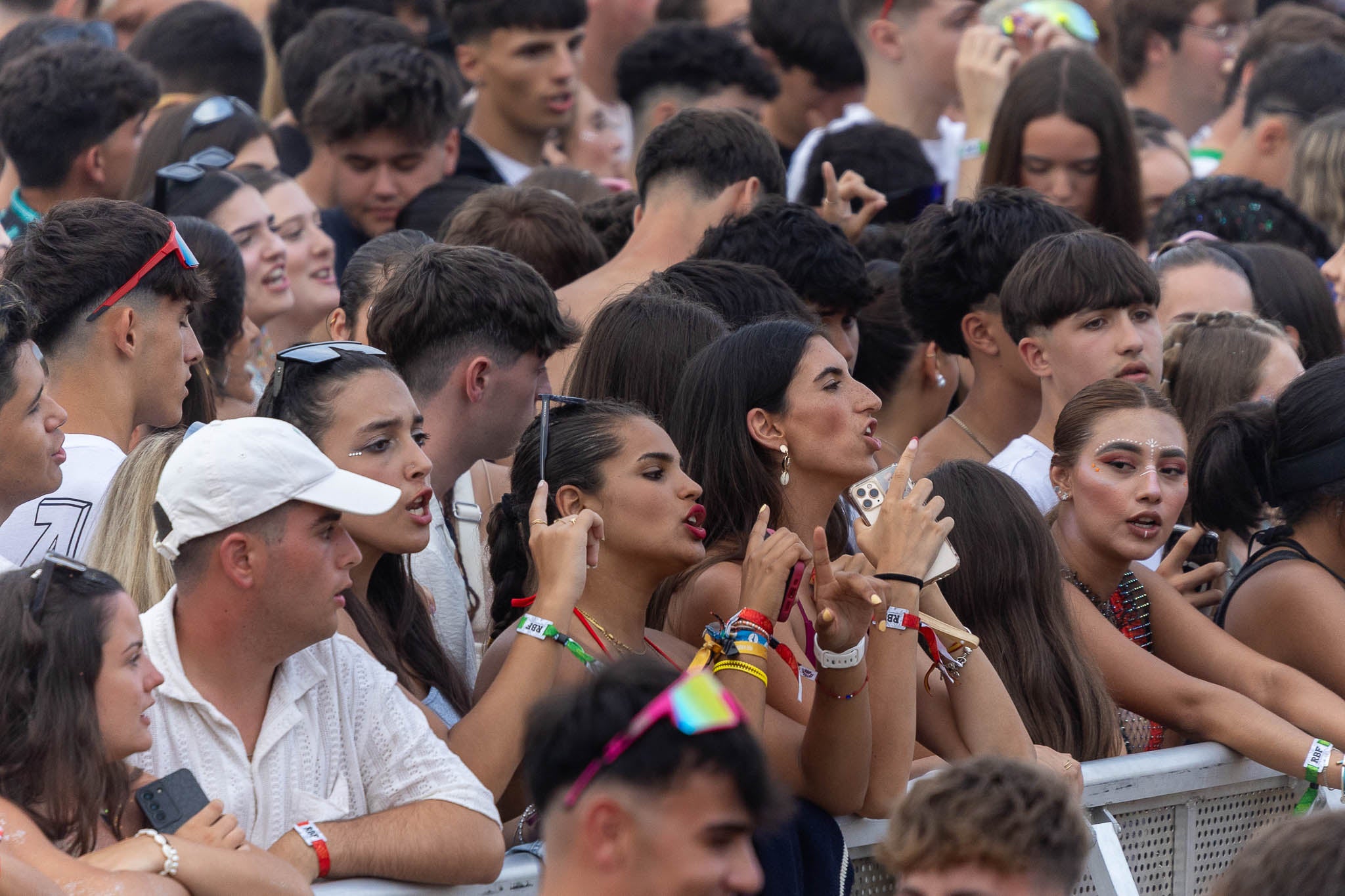 Asistentes dándolo todo en uno de los conciertos de los artistas.