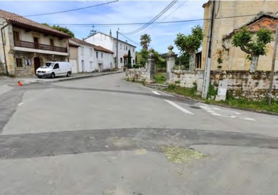 Vial que se va a mejorar en el barrio La Iglesia de San Mamés de Meruelo.