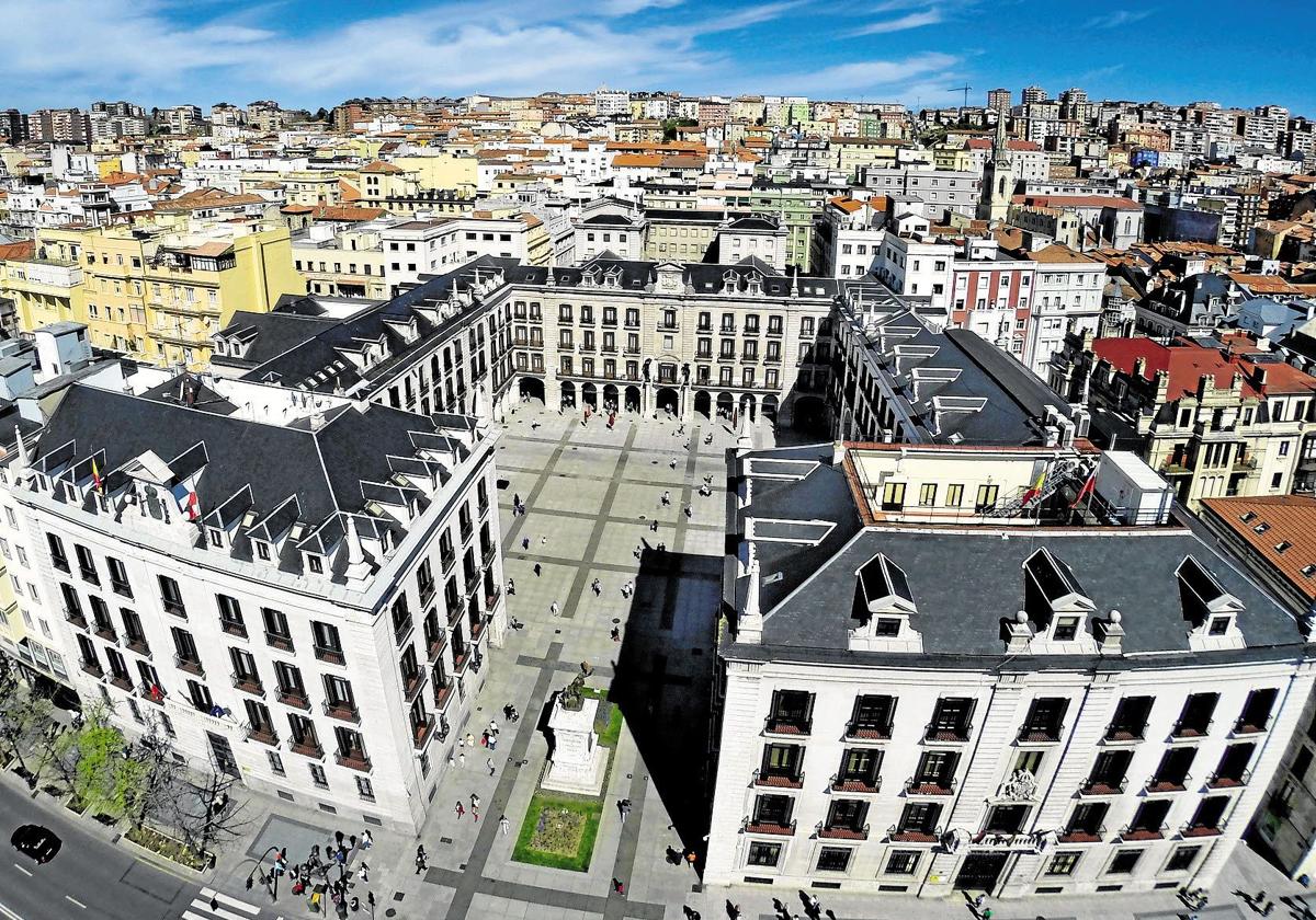 Vista aérea de la plaza Porticada.