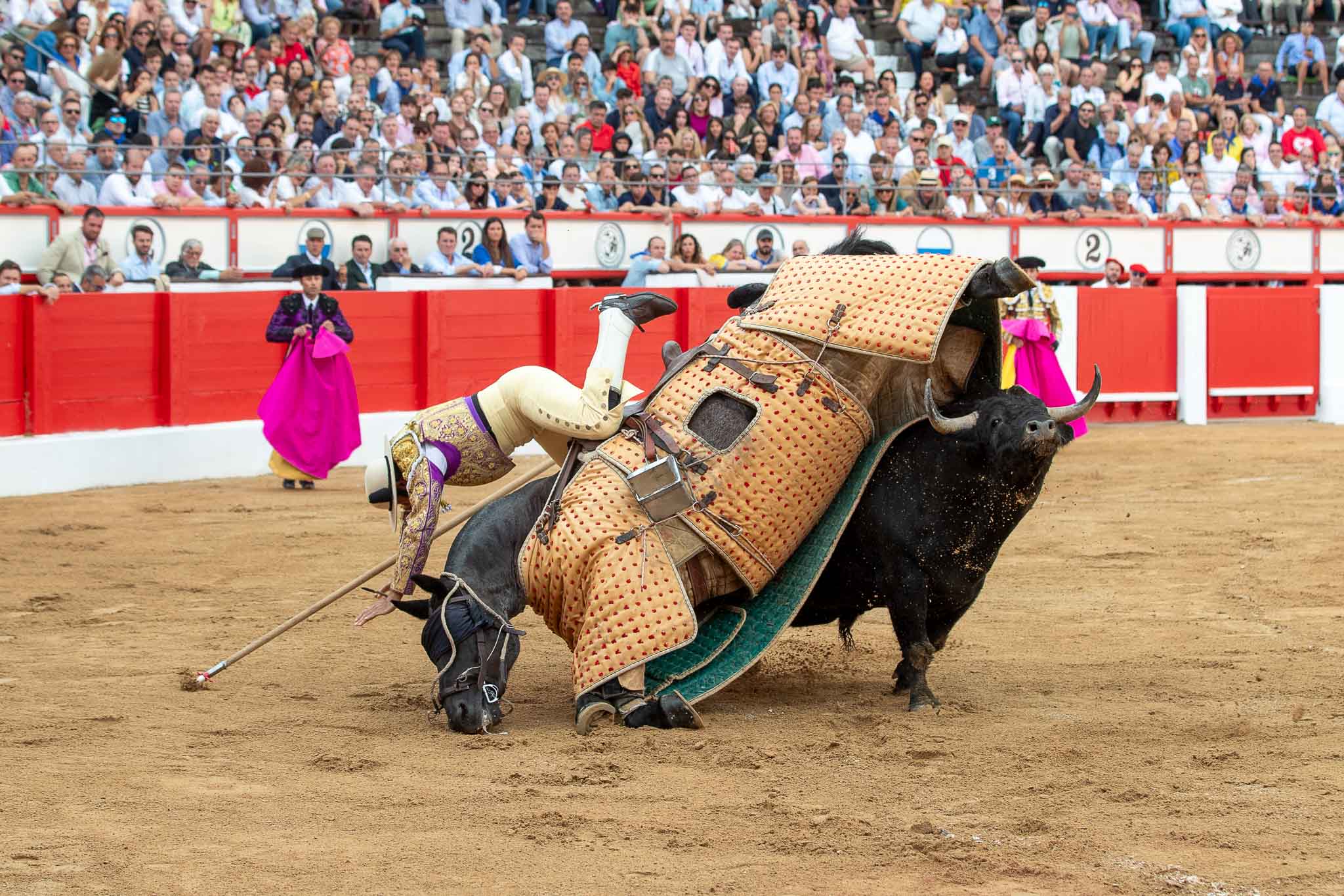 El tercero derribó al caballo montado por Puchano.