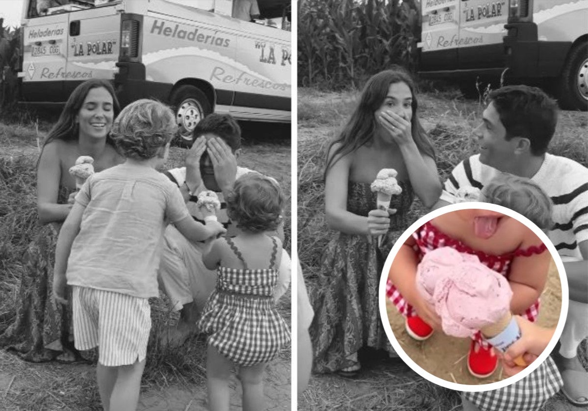 Fotogramas del vídeo en blanco y negro que han publicado en redes para descubrir que esperan una niña.