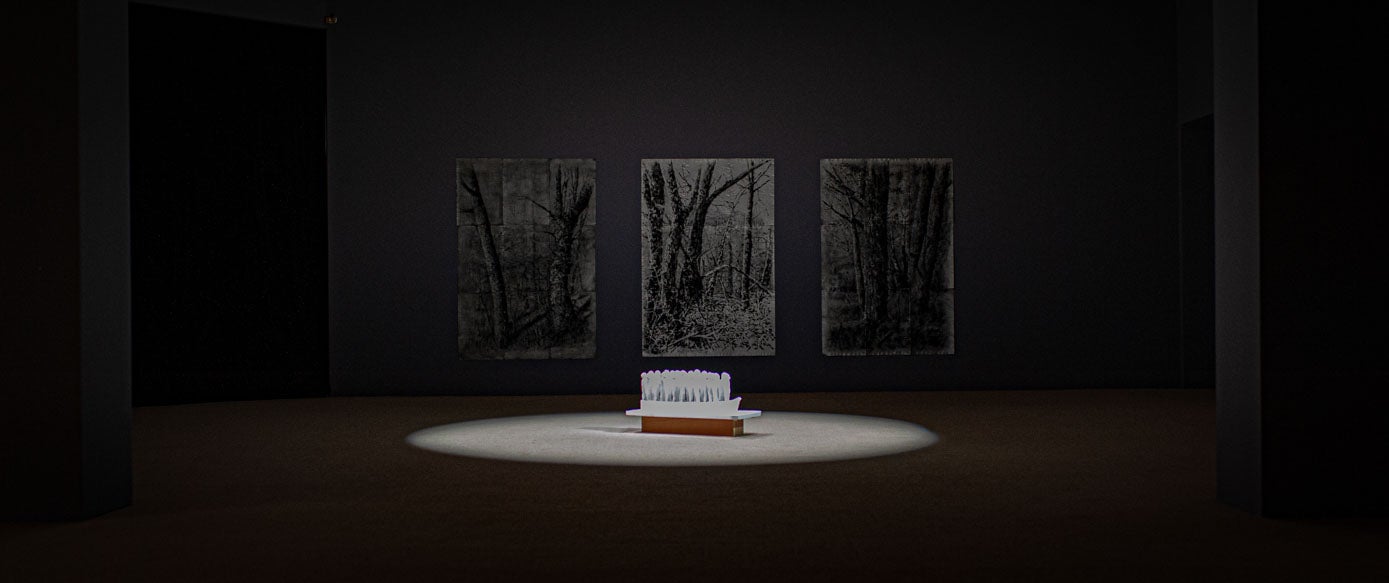 'Bosque'. Pintura sobre papel de periódico