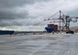 Zona en la que se está ampliando las vías para grúas portacontenedores de Raos 3.